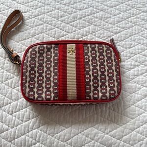 Tory Burch Red and Cream Clutch
